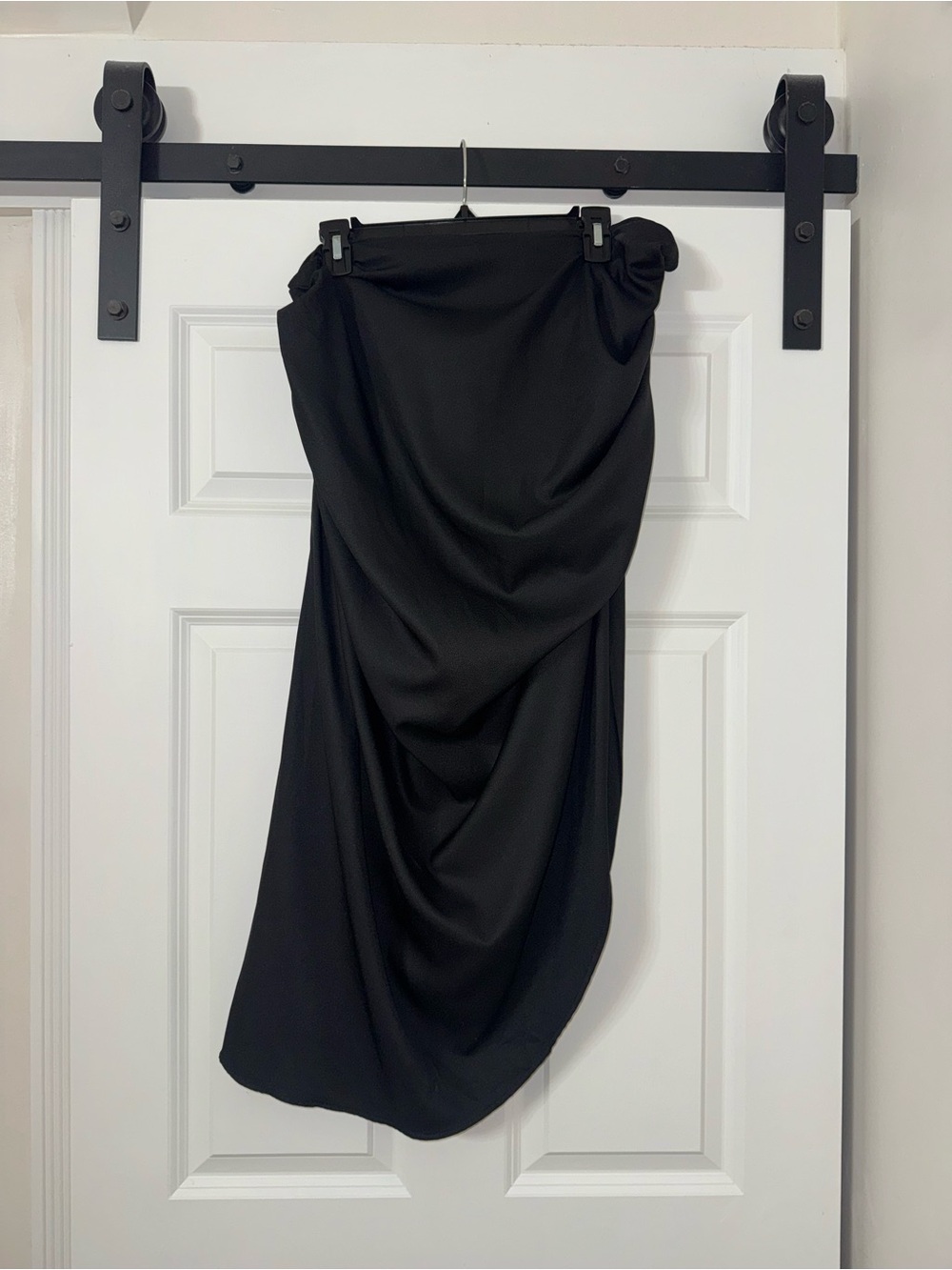 PrettyLittleThing Black Asymmetrical Draped Skirt